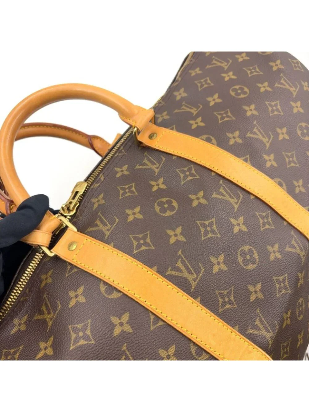 Louis Vuitton Keepall Bandouliere 50 Monogram Leather Brown Boston Bag Gold - Picture 13 of 15
